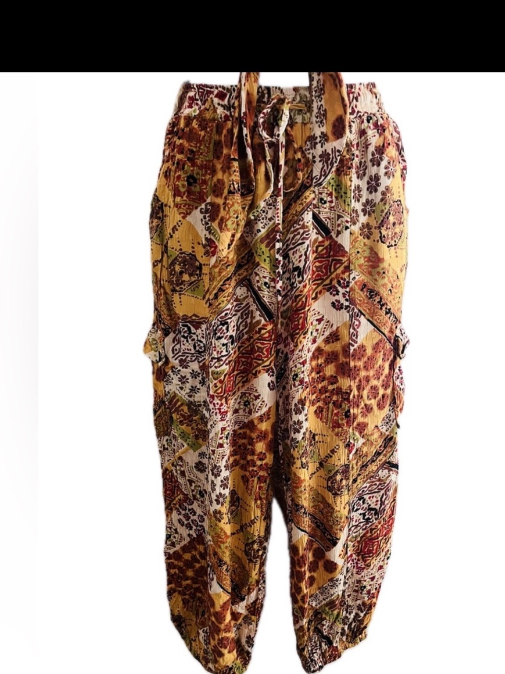 Christian Siriano NY Mustard Patchwork Print Crop Top & Jogger Set S - Picture 13 of 14